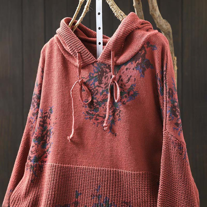 Maglione da donna a maniche lunghe con cappuccio e stampa floreale Buddha Stones - image 6