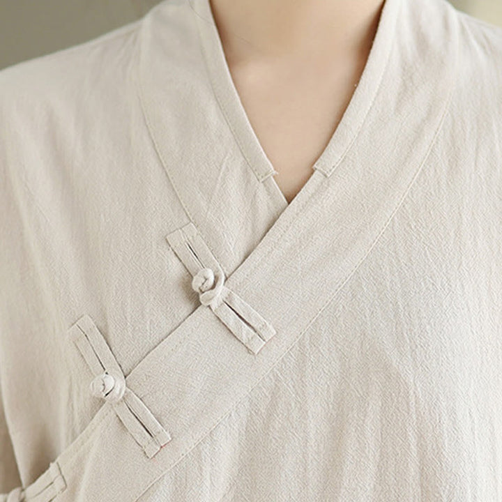 Set da donna per meditazione zen Buddha Stones, 2 pezzi, camicia a maniche lunghe con scollo a V e pantaloni larghi - image 6