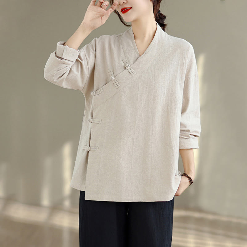 Set da donna per meditazione zen Buddha Stones, 2 pezzi, camicia a maniche lunghe con scollo a V e pantaloni larghi - image 5