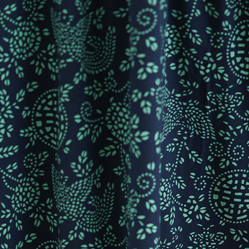 Abito lungo in cotone con maniche lunghe, collo alto, stampa floreale con Buddha Stones e tasche - image 7