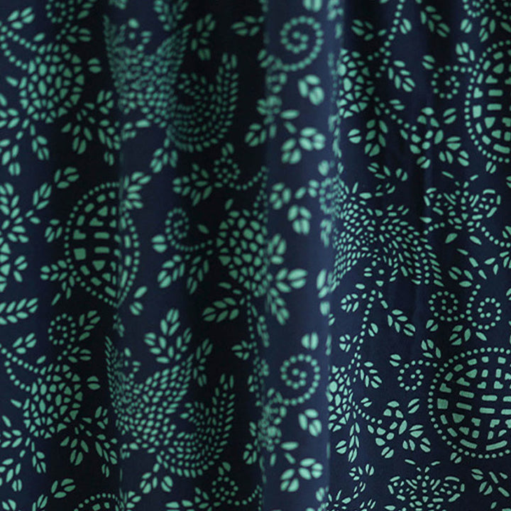 Abito lungo in cotone con maniche lunghe, collo alto, stampa floreale con Buddha Stones e tasche - image 7