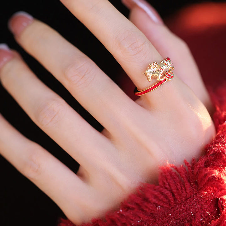 Anello di apertura dell'anno del cavallo Buddha Stones, filo rosso di rame, monete di rame - image 8