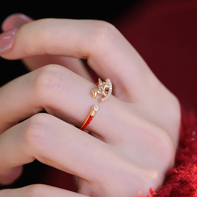Buddha Stones corda rossa e apertura in rame dorato dell'anno del cavallo fortunato - image 10