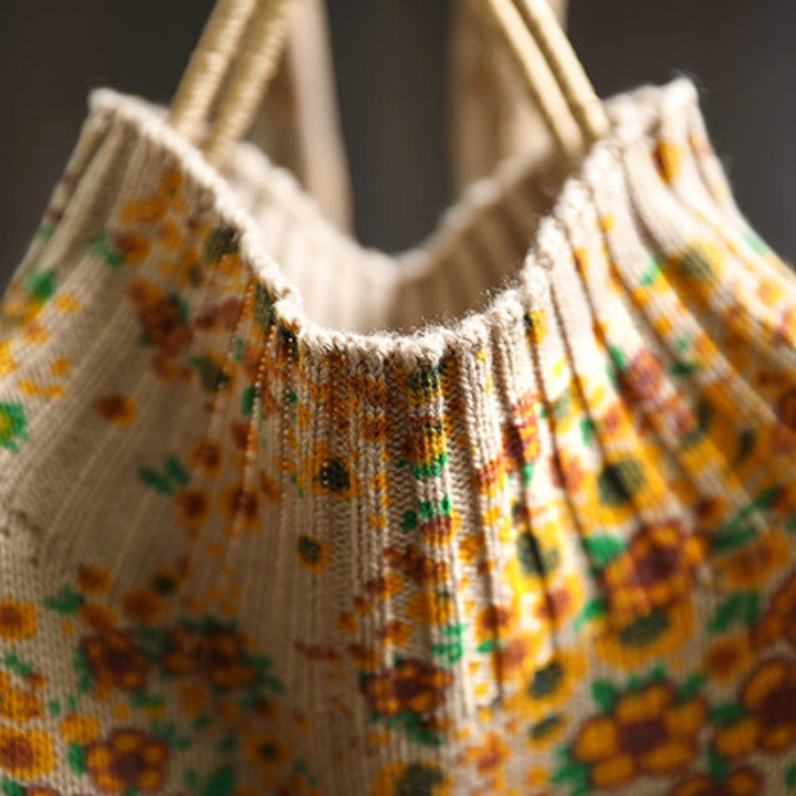 Maglione a collo alto a maniche lunghe con orlo a coste in cotone lavorato a maglia floreale da donna Buddha Stones - image 5