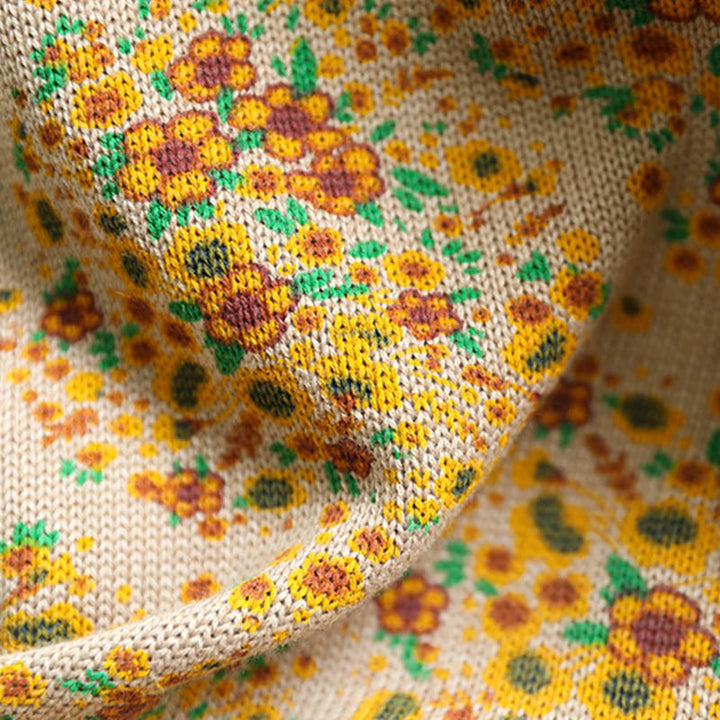 Maglione a collo alto a maniche lunghe con orlo a coste in cotone lavorato a maglia floreale da donna Buddha Stones - image 7