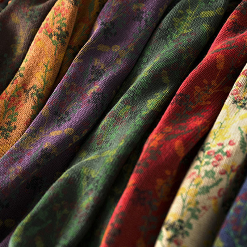 Maglione da donna in cotone con collo alto, manica lunga e motivo a pianta lavorata a maglia Buddha Stones - image 24