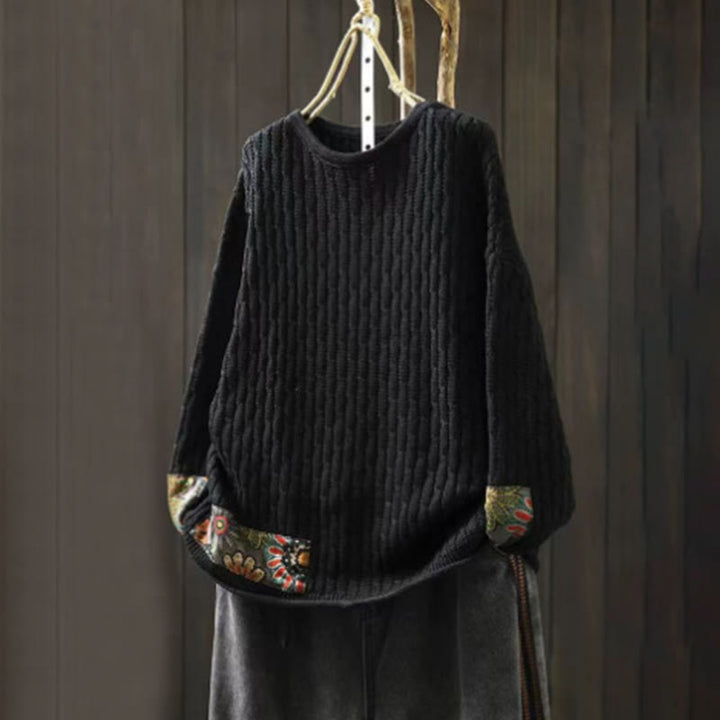 Maglione da donna a maniche lunghe con scollo rotondo e motivo patchwork invernale Buddha Stones. - Nero - US4-12, UK/AU8-16, EU36-44 (F) - image 10