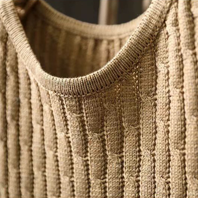 Maglione da donna in cotone con scollo rotondo e maniche lunghe, motivo patchwork invernale Buddha Stones - image 4