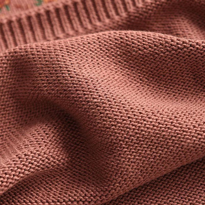 Maglione da donna in cotone lavorato a maglia con collo alto, manica lunga e stampa floreale autunnale Buddha Stones - image 5