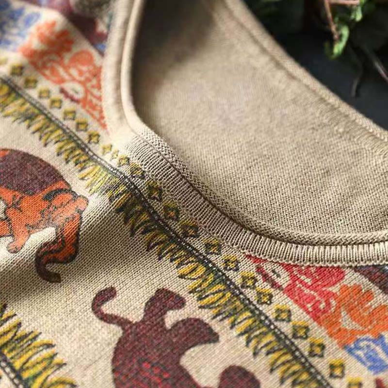 Maglione da donna in cotone lavorato a maglia con maniche lunghe e tasche, motivo elefante autunnale Buddha Stones - image 8