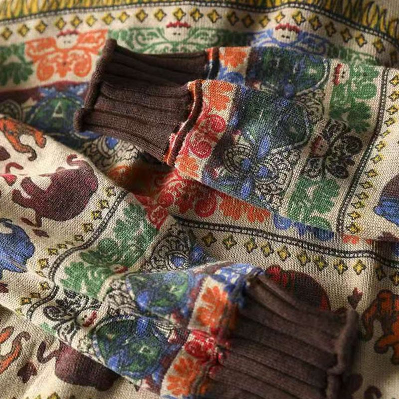 Maglione da donna in cotone lavorato a maglia con maniche lunghe e tasche, motivo elefante autunnale Buddha Stones - image 11