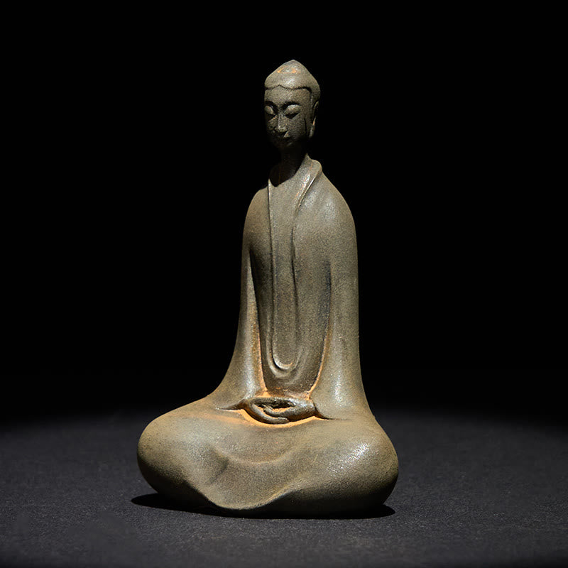 Buddha Stones Fatto a Mano Buddha Sakyamuni Polvere di Ferro Ruggine Statua in Resina Decorazione per la Casa - image 1