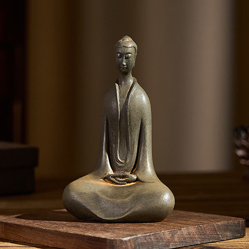 Buddha Stones Fatto a Mano Buddha Sakyamuni Polvere di Ferro Ruggine Statua in Resina Decorazione per la Casa - image 2