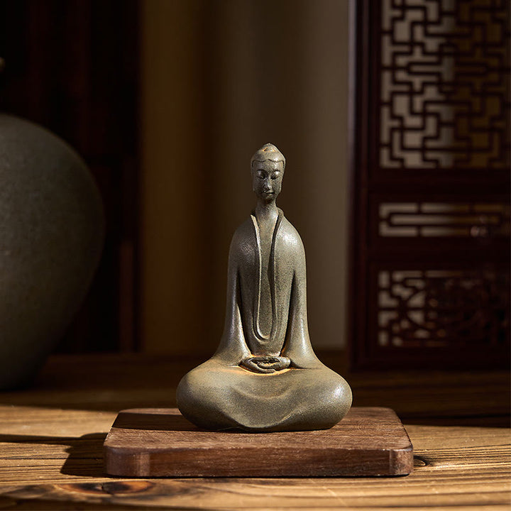 Buddha Stones Fatto a Mano Buddha Sakyamuni Polvere di Ferro Ruggine Statua in Resina Decorazione per la Casa - image 4