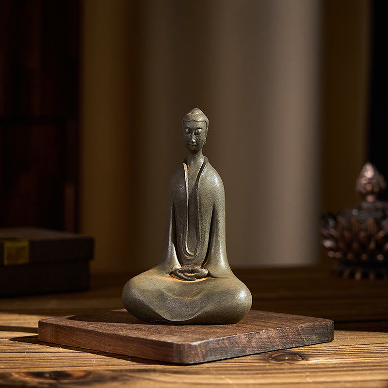 Buddha Stones Fatto a Mano Buddha Sakyamuni Polvere di Ferro Ruggine Statua in Resina Decorazione per la Casa - image 3