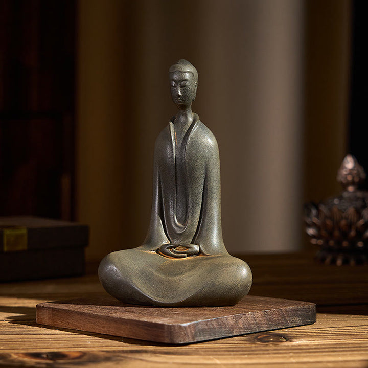 Buddha Stones Fatto a Mano Buddha Sakyamuni Polvere di Ferro Ruggine Statua in Resina Decorazione per la Casa - image 10