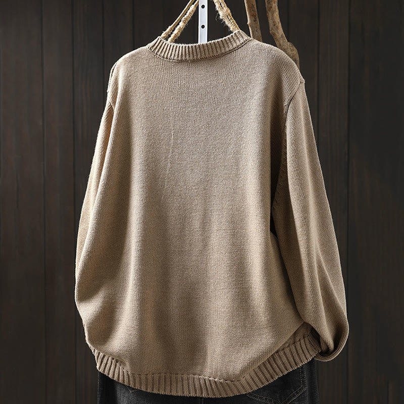 Cardigan da donna in cotone a maniche lunghe con bottoni colorati, lavorato a maglia semplice, motivo Buddha Stones - image 9