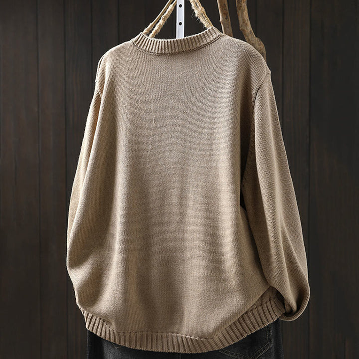 Cardigan da donna in cotone a maniche lunghe con bottoni colorati, lavorato a maglia semplice, motivo Buddha Stones - image 9