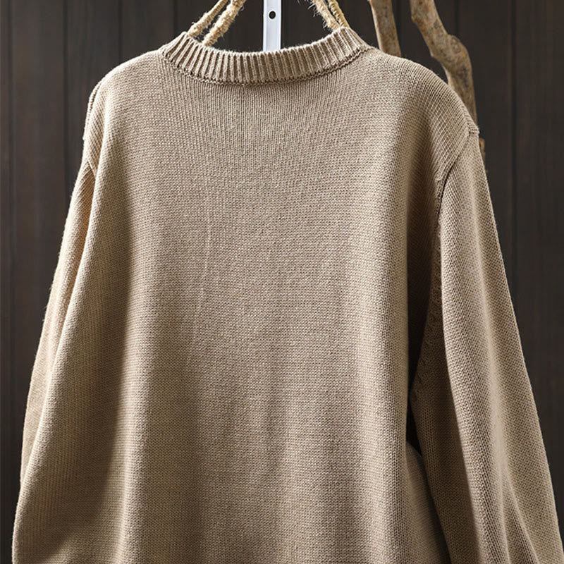 Cardigan da donna in cotone a maniche lunghe con bottoni colorati, lavorato a maglia semplice, motivo Buddha Stones - image 11