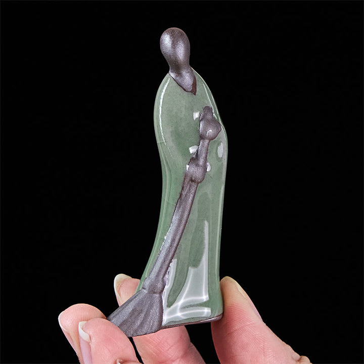 Buddha Stones Piccolo Buddha senza forma Monaco che spazza Statua in ceramica Decorazione per la casa 3,5*1,5*7 cm - image 6