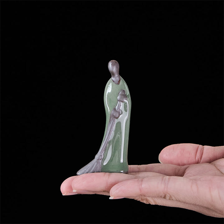 Buddha Stones Piccolo Buddha senza forma Monaco che spazza Statua in ceramica Decorazione per la casa 3,5*1,5*7 cm - image 5