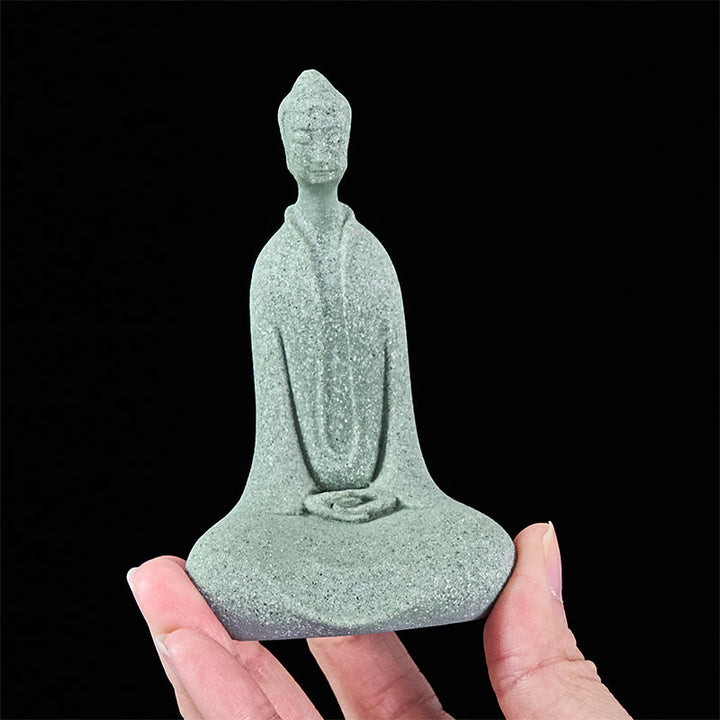 Buddha Stones Statua di Buddha da meditazione in arenaria Figura per la casa Decorazione per scrivania 6*4,5*9,5 cm - image 6