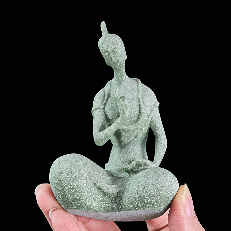 Statua del Buddha Stones in ascolto, in pietra arenaria, decorazione per la casa, 6,5*5,5*9,5 cm - image 6