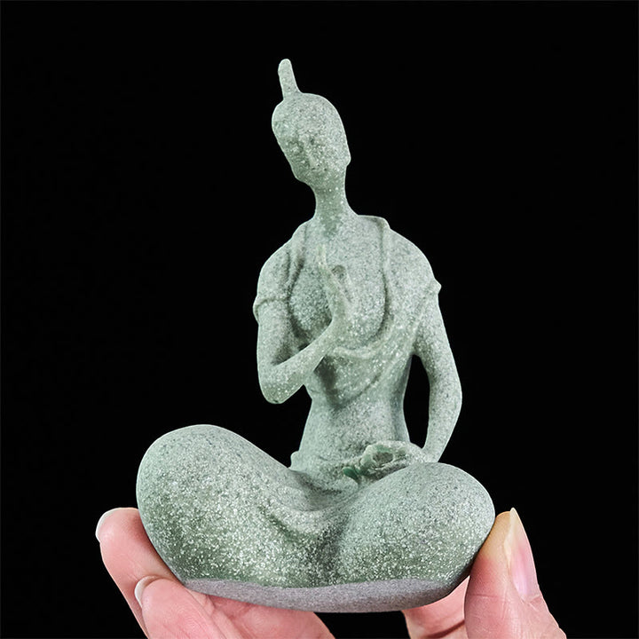 Statua del Buddha Stones in ascolto, in pietra arenaria, decorazione per la casa, 6,5*5,5*9,5 cm - image 6