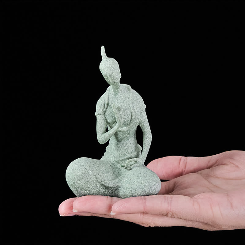 Statua del Buddha Stones in ascolto, in pietra arenaria, decorazione per la casa, 6,5*5,5*9,5 cm - image 5