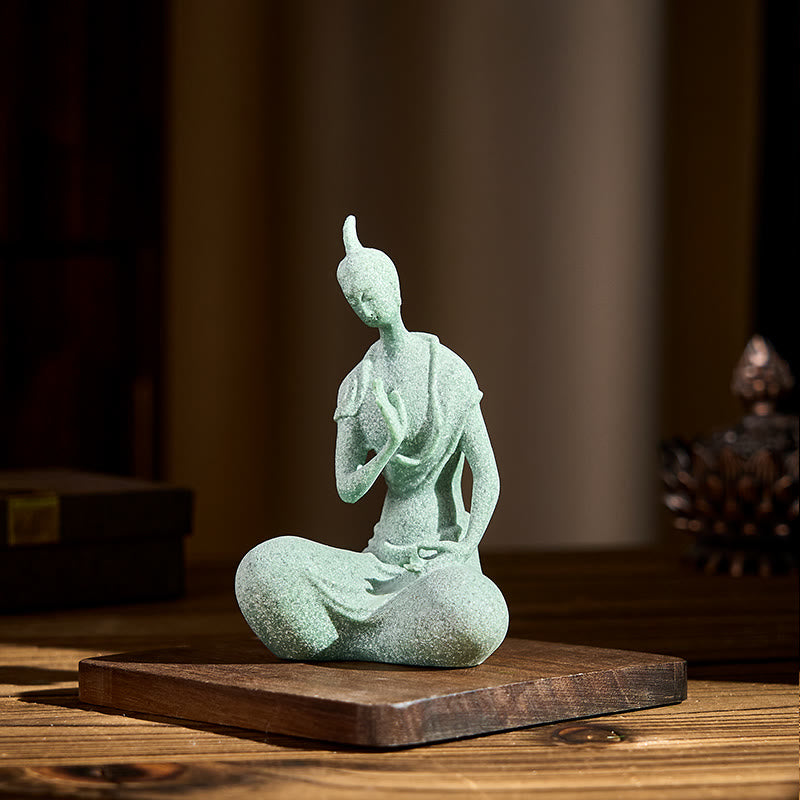 Statua del Buddha Stones in ascolto, in pietra arenaria, decorazione per la casa, 6,5*5,5*9,5 cm - image 2