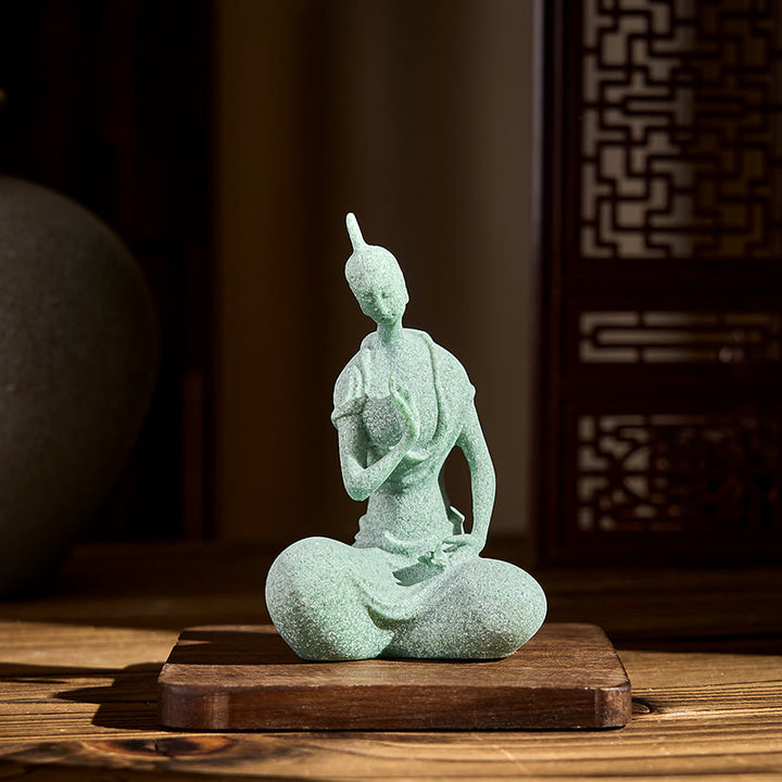 Statua del Buddha Stones in ascolto, in pietra arenaria, decorazione per la casa, 6,5*5,5*9,5 cm - image 1