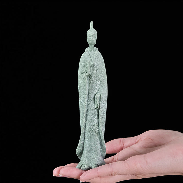 Statua di Buddha Stones in piedi, pietra arenaria, decorazione per la casa, 3,8*6,5*17 cm - image 5