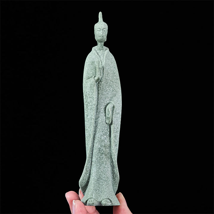 Statua di Buddha Stones in piedi, pietra arenaria, decorazione per la casa, 3,8*6,5*17 cm - image 6