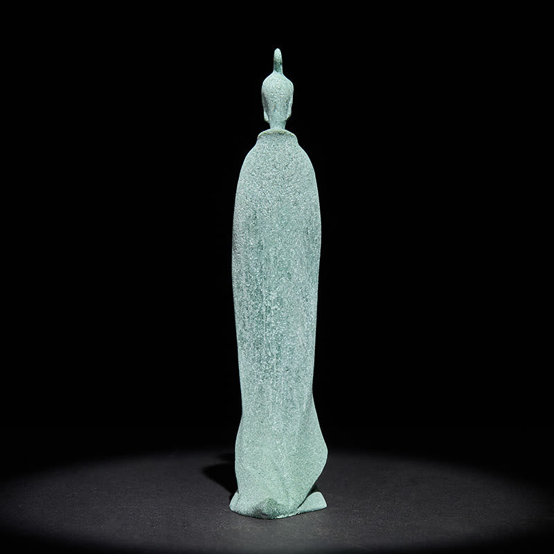 Statua di Buddha Stones in piedi, pietra arenaria, decorazione per la casa, 3,8*6,5*17 cm - image 4