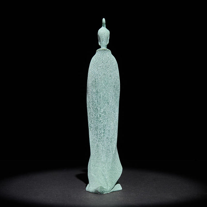 Statua di Buddha Stones in piedi, pietra arenaria, decorazione per la casa, 3,8*6,5*17 cm - image 4