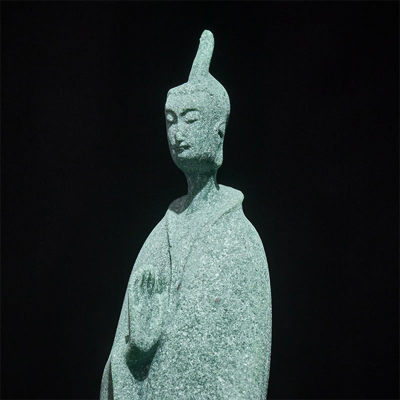 Statua di Buddha Stones in piedi, pietra arenaria, decorazione per la casa, 3,8*6,5*17 cm - image 7