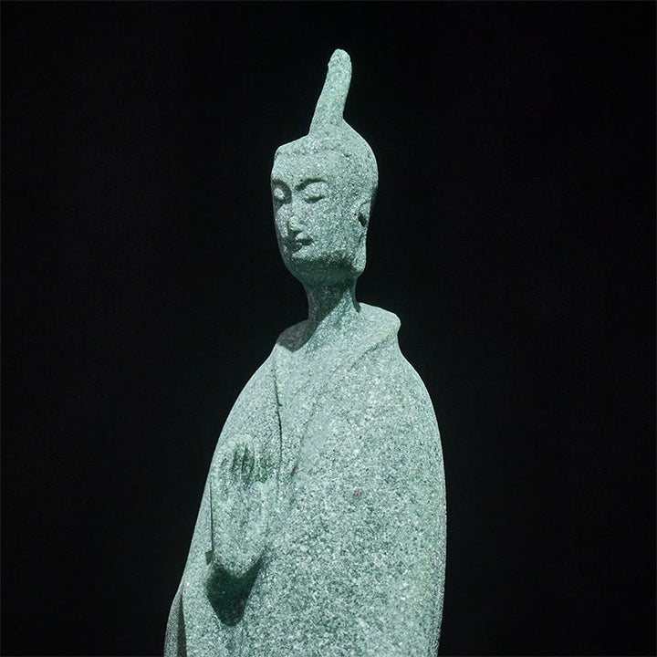 Statua di Buddha Stones in piedi, pietra arenaria, decorazione per la casa, 3,8*6,5*17 cm - image 7