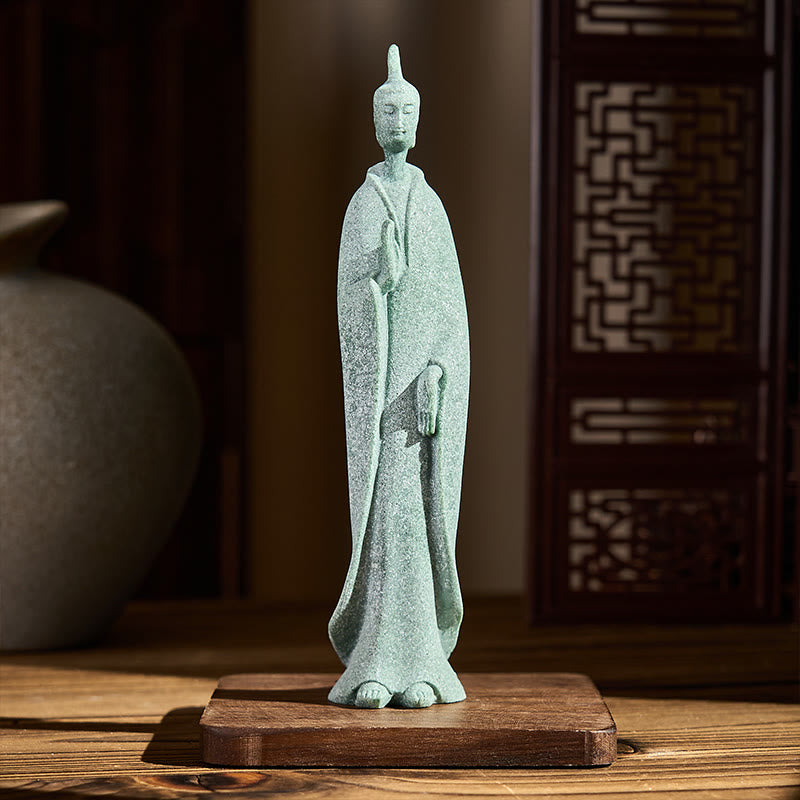 Statua di Buddha Stones in piedi, pietra arenaria, decorazione per la casa, 3,8*6,5*17 cm - image 1