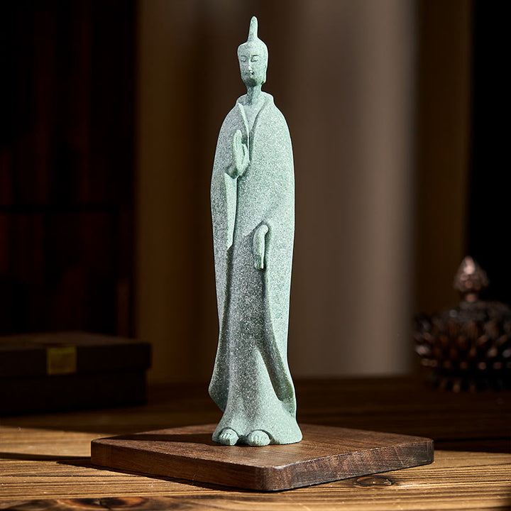 Statua di Buddha Stones in piedi, pietra arenaria, decorazione per la casa, 3,8*6,5*17 cm - image 2