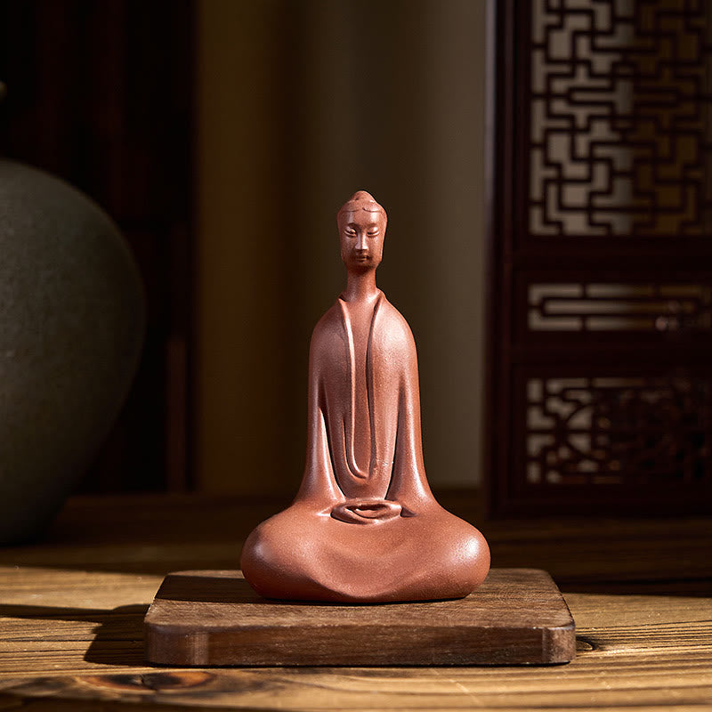 Buddha Stones Buddha senza forma Argilla viola Serenità Decorazione per la scrivania di casa 5,7*9,6 cm - image 1
