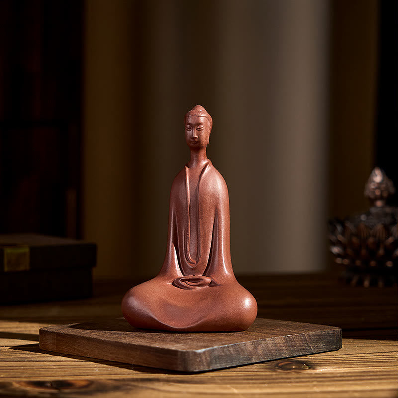 Buddha Stones Buddha senza forma Argilla viola Serenità Decorazione per la scrivania di casa 5,7*9,6 cm - image 2