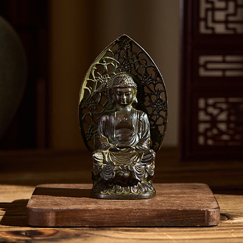 Buddha Stones Tathagata Buddha Statua in lega Zen Decorazione per la casa 9*4,5 cm - image 1