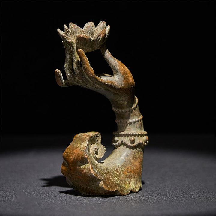 Buddha Stones Classico Buddha Mano di Loto Lega Decorazione per la casa 4,7*2,9*8,4 cm - image 1