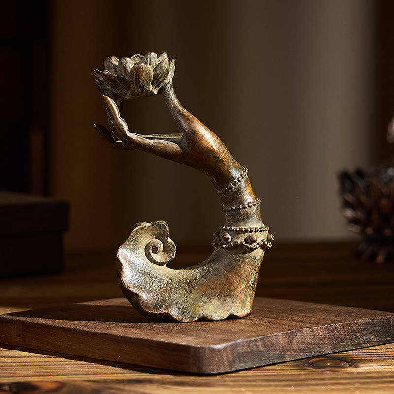 Buddha Stones Classico Buddha Mano di Loto Lega Decorazione per la casa 4,7*2,9*8,4 cm - image 3