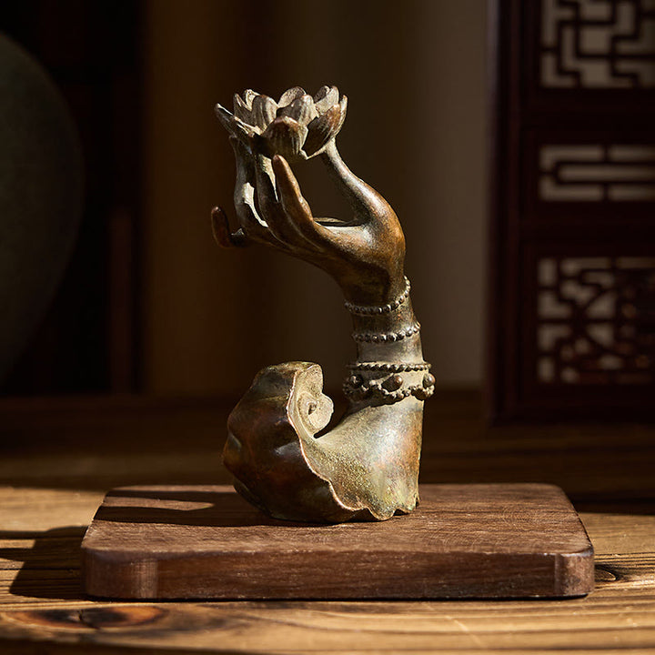 Buddha Stones Classico Buddha Mano di Loto Lega Decorazione per la casa 4,7*2,9*8,4 cm - image 4