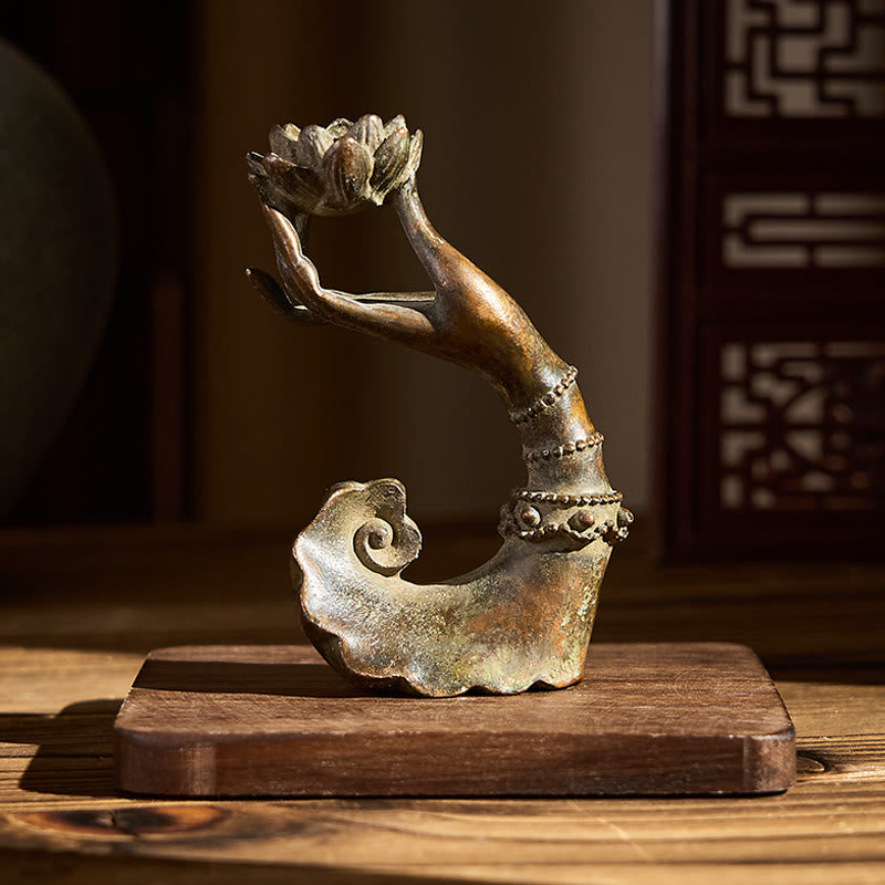 Buddha Stones Classico Buddha Mano di Loto Lega Decorazione per la casa 4,7*2,9*8,4 cm - image 5