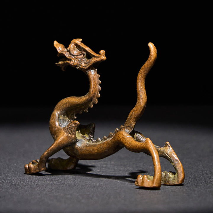 Buddha Stones Mini Drago Lega Protezione Fortuna Decorazione per la casa 7,6*2,5*5,4 cm - image 1