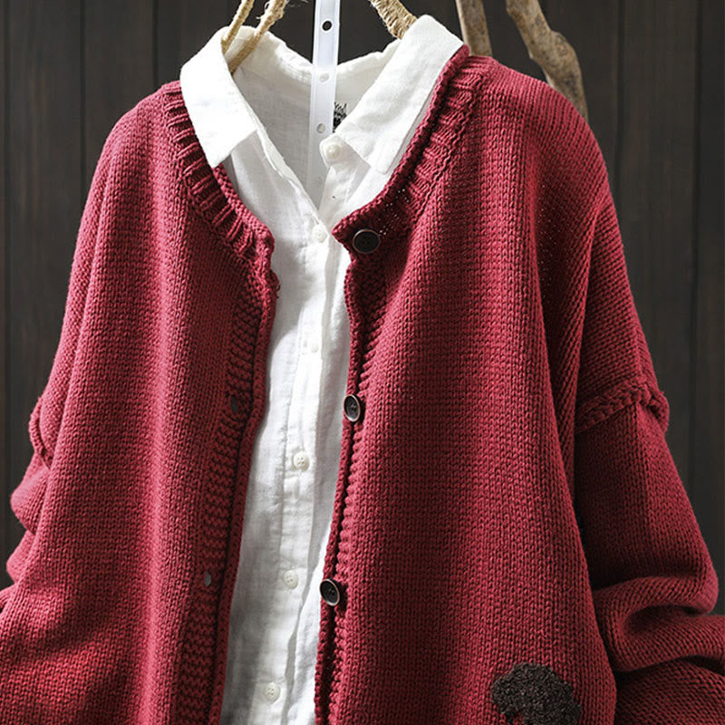Cardigan da donna in cotone con maniche lunghe e bottoni, motivo patchwork Buddha Stones - image 12