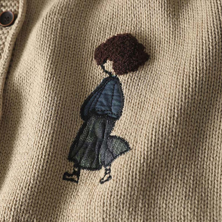 Cardigan da donna in cotone con maniche lunghe e bottoni, motivo patchwork Buddha Stones - image 9