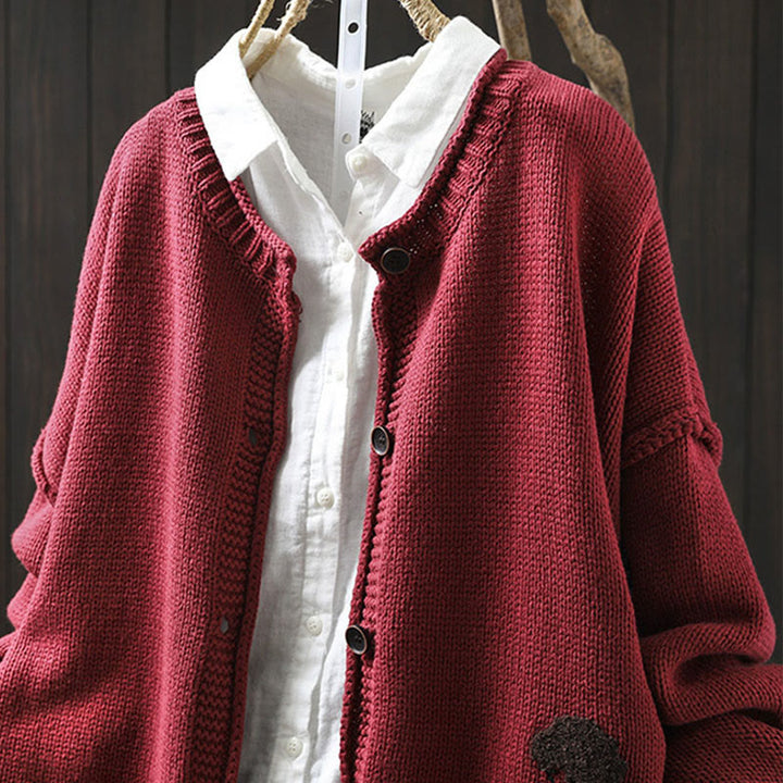 Cardigan da donna in cotone con maniche lunghe e bottoni, motivo patchwork Buddha Stones - image 12
